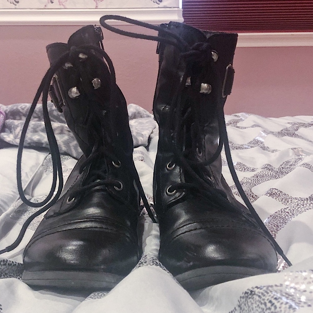 Black combat boots
